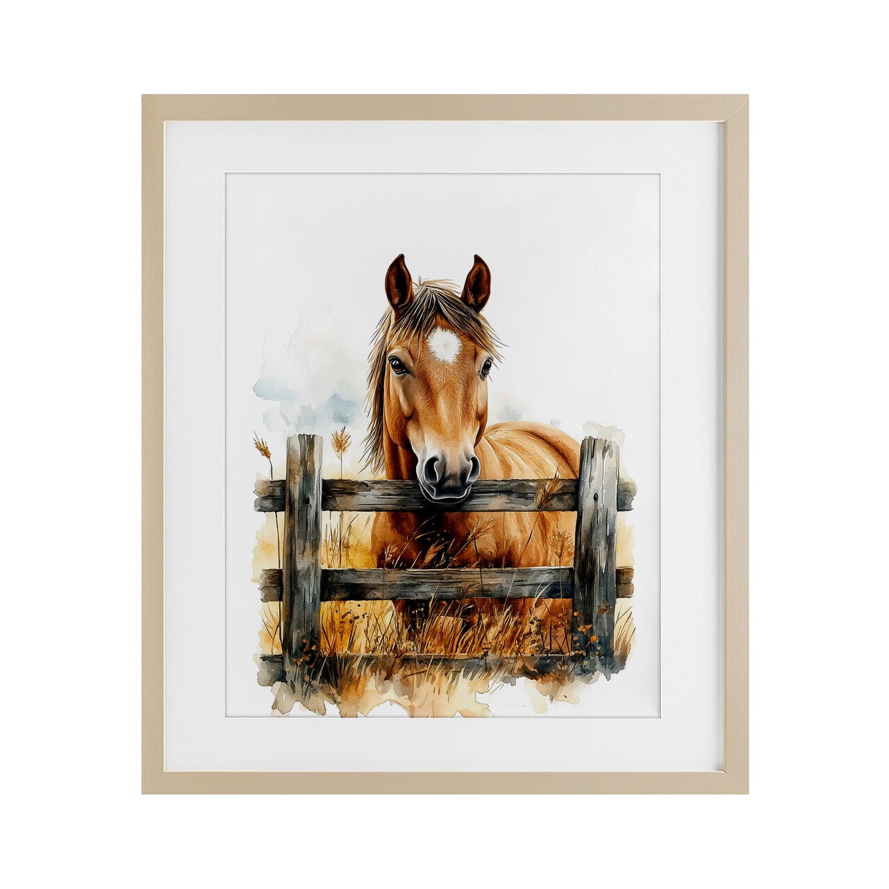 Stupell Industries Cowboy's Horse & Fence Framed Print Under Glass, design by Christine Simpson Art